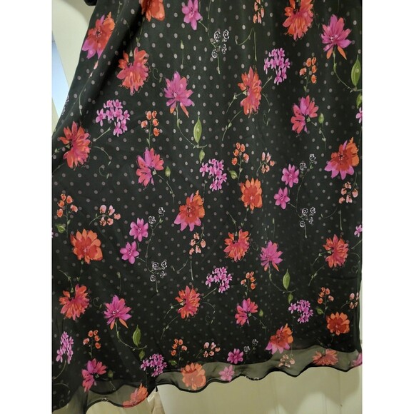 Amanda Smith II Woman Size 18W Black and Pink Floral Dress w/ Sheer Overlay $86 - Picture 3 of 7